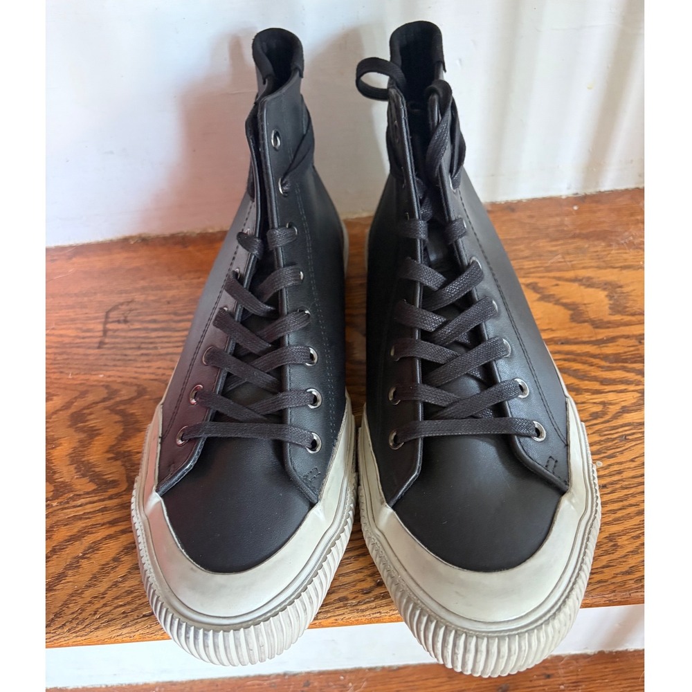 AllSaints Dumont Leather High Top Sneakers Black Mens‎ 9 MZ589X